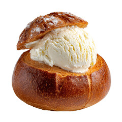 Bread with ice cream Isolated transparent on white background
