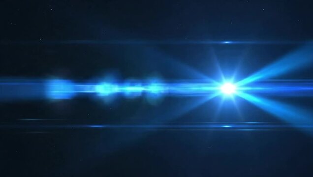 Cinematic blue anamorphic lens flare overlay