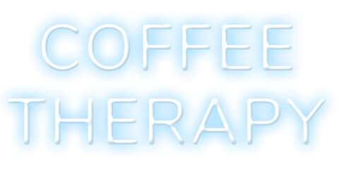 Glowing blue coffee therapy png retro neon sign word sticker