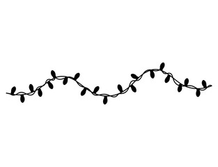 Whimsical String of Festive Lights Silhouette for Holiday Decor and Celebrations, Black & White