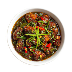 spicy beef strips dish Isolated transparent on white background