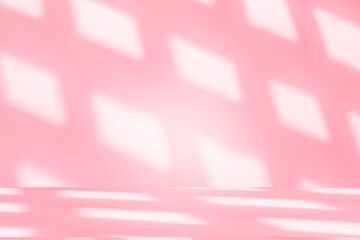 Wall interior background, studio and backdrops show products.with shadow from window color pink background for text insertion and presentation interior decoration	