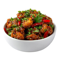 spicy beef strips dish Isolated transparent on white background