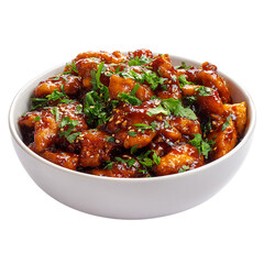 spicy beef strips dish Isolated transparent on white background