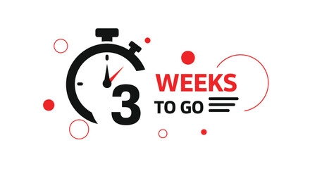 Countdown timer showing three weeks to go on white background