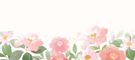 Spring and summer Background watercolor arrangements with small flower. Botanical illustration minimal style.