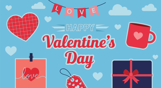 Celebrate a happy Valentine's Day with love and gifts on a beautiful day