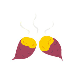 湯気たつ焼き芋のイラスト