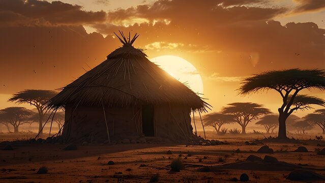 A Maasai manyatta hut made of earth and sticks