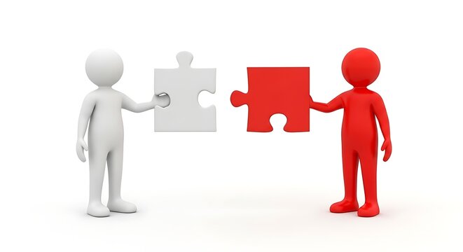 Unity and Partnership Shown Through Puzzle Connection - Powered by Adobe
