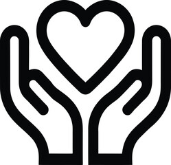 Hands holding a heart icon love care