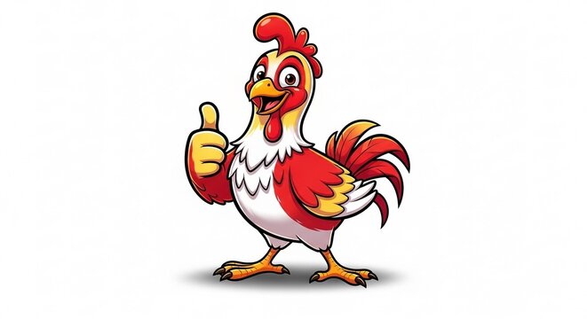 Cheerful Cartoon Rooster Giving Thumbs Up Mascot Illustration