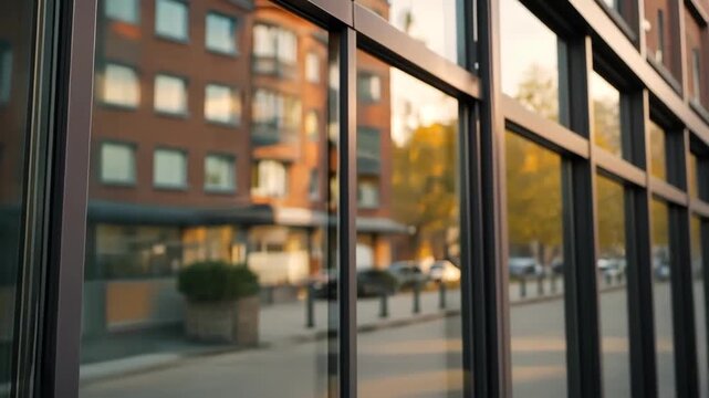 A red 'For Rent' sign hangs in a window, advertising a rental property.