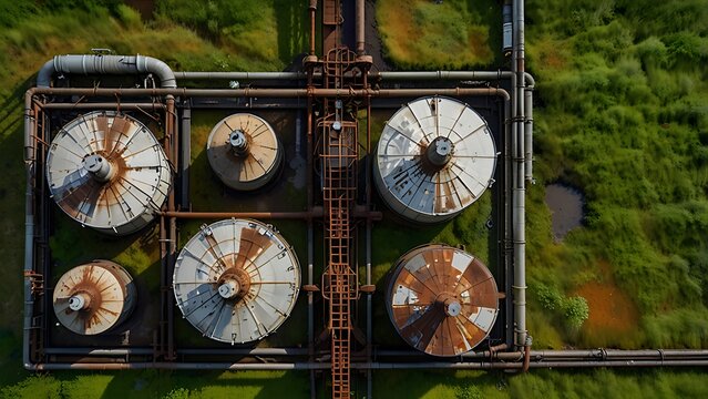 Overhead Shot of a Neglected Chemical Plant
