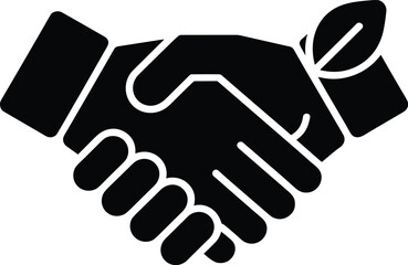 Obraz premium Green business handshake icon symbolizing ecological partnership and deal.