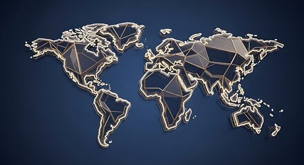 Elegant world map with glowing edges for global business presentations and international marketing campaigns, a stunning modern design for corporate communications
