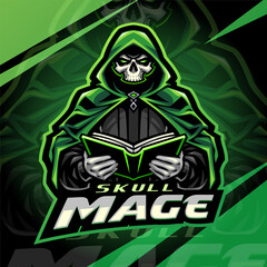 Skull mage esport mascot logo design