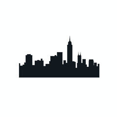 Naklejka premium Print Minimalist Skyline with Silhouettes of Urban Buildings - Modern Cityscape Illustration