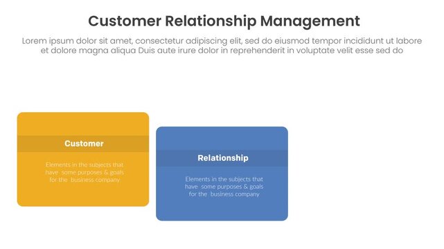 CRM customer relationship management infographic 3 point stage template with round rectangle box with circle drop bounce from top video animation or animated motion