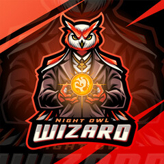 Owl wizard esport mascot logo design