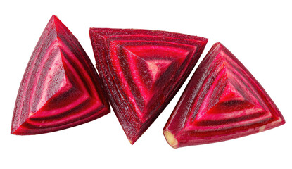 Sliced root vegetable with striking concentric red and white rings