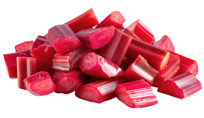 A pile of vibrant, chopped red stalks, raw and fresh