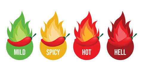 spicy food level label, food symbol element