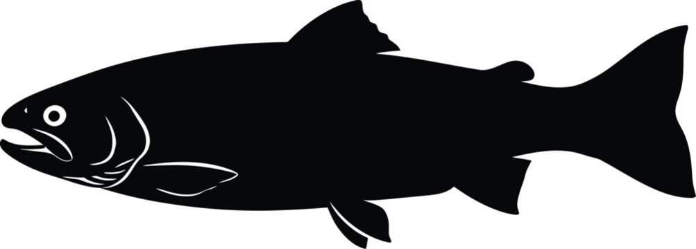 Download black silhouette of a trout fish vector illustration design eps