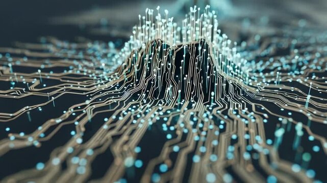 Dynamic network visualization with glowing connections, a modern technology concept showing data flow and digital connectivity for business presentations and innovative projects - Powered by Adobe