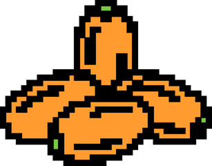 Orange pixelated sprite, retro gaming, digital art