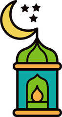 Ramadan lantern with moon, stars for festive decor