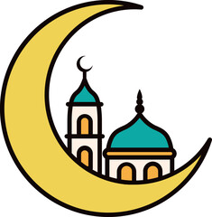 Ramadan crescent moon and mosque vector design