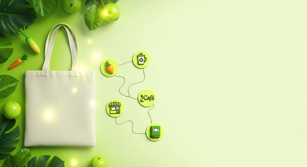 Eco friendly shopping tote bag for sustainable lifestyle promotion