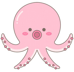 Cute Little Pink Octopus in an Underwater Wonderland