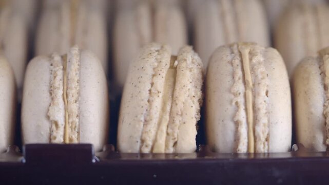 Delicious macaron making in a French bakery kitchen
