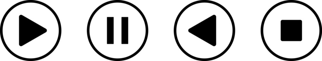 Classic oval media player controls play pause rewind stop © mohammad