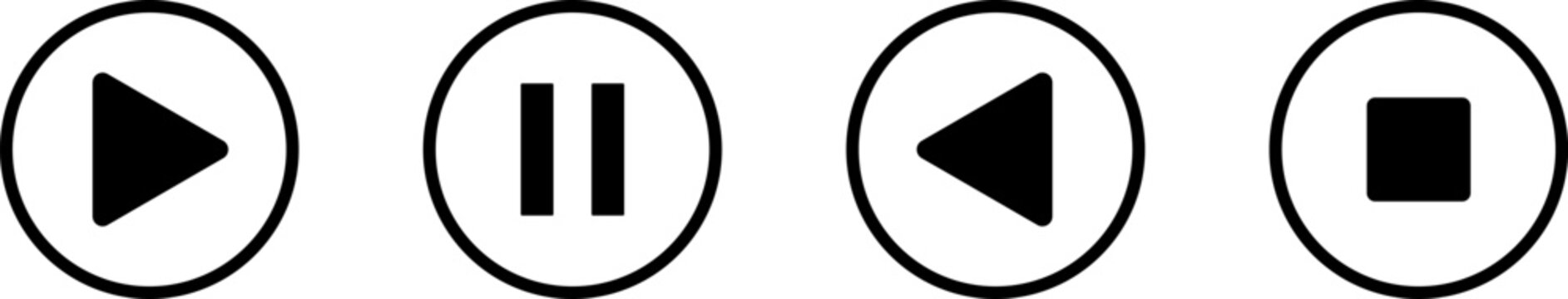 Classic oval media player controls play pause rewind stop