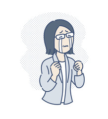 悔し涙を流す40代ビジネスウーマンのイラスト