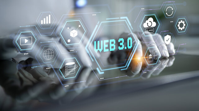 A futuristic AI user interface for Web 3.0 technology and applications. An AI overview of decentralized services like DeFi and security. Motif