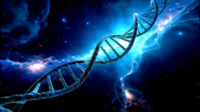 dna strand on blue background