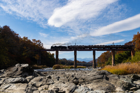 荒川橋梁を通過するパレオエクスプレス