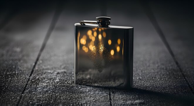 Holiday gift box with isolated red lantern, white glass of water, and love-filled candle flame light present