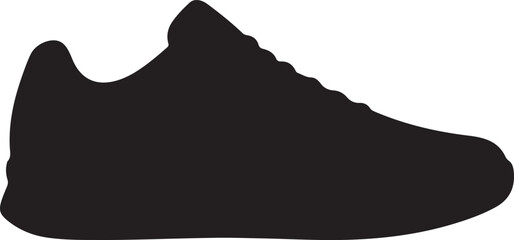 Obraz premium Solid Black Silhouette of a Sneaker or Athletic Shoe on White Background footwear