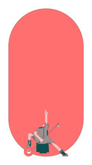 Cartoon character png shape badge, transparent background