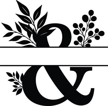 Custom split floral monogram initial logo design vector illustration eps silhouette