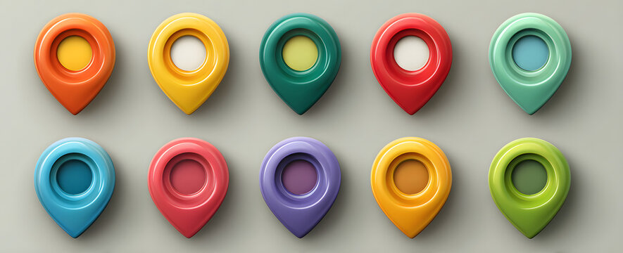 Map pointers icon set. Location pin collection. Map pointer GPS location. Pointer icon pin on the map to show the location. Vector illustration