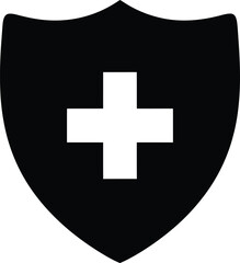Obraz premium Medical shield protection health safety security insurance healthcare icon eps silhouette