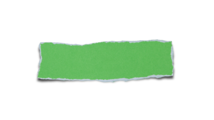 piece of blank green paper torn and ripped with shadow on transparent background. document frame design