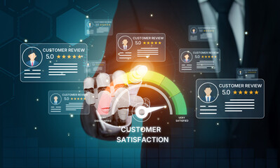 Obraz premium AI analyzes customer reviews using smart sentiment tools and real-time feedback evaluation to improve satisfaction and brand trust. Artificial intelligence spline