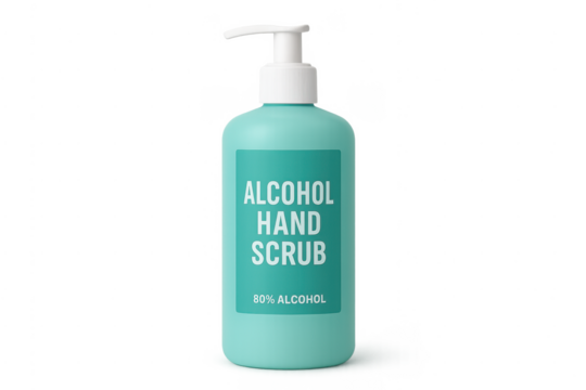 Alcohol hand scrub dispenser bottle for hygiene - Powered by Adobe